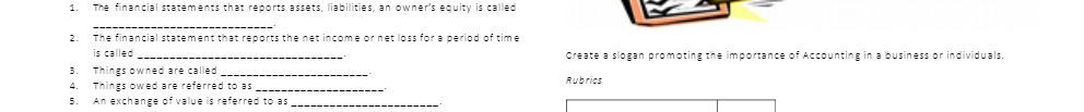 1. The financial statements that reports assets,