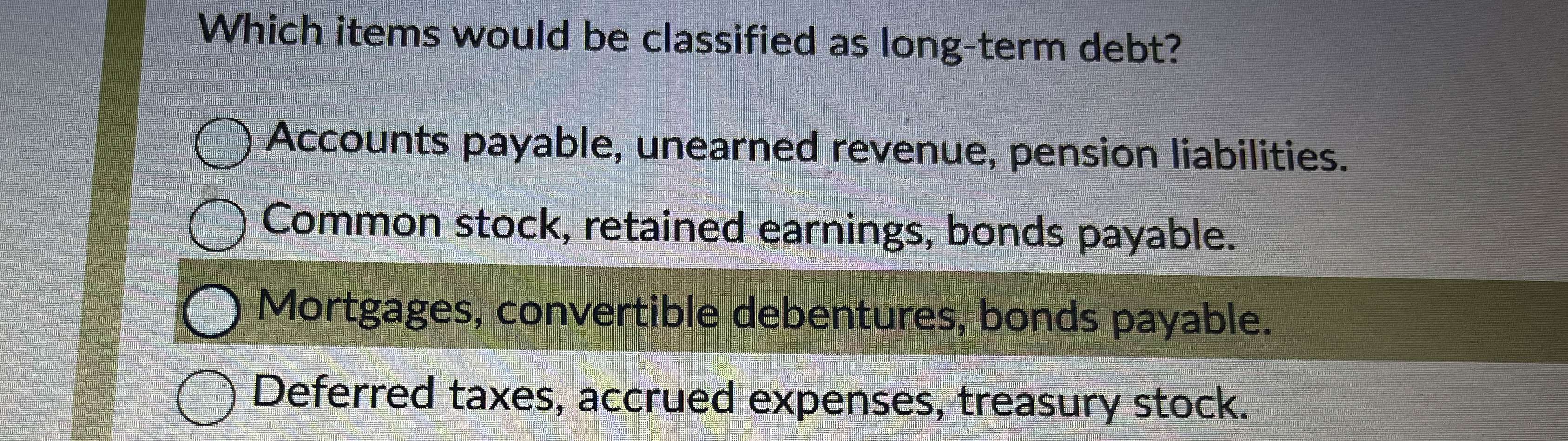 Which items would be classified as long - term