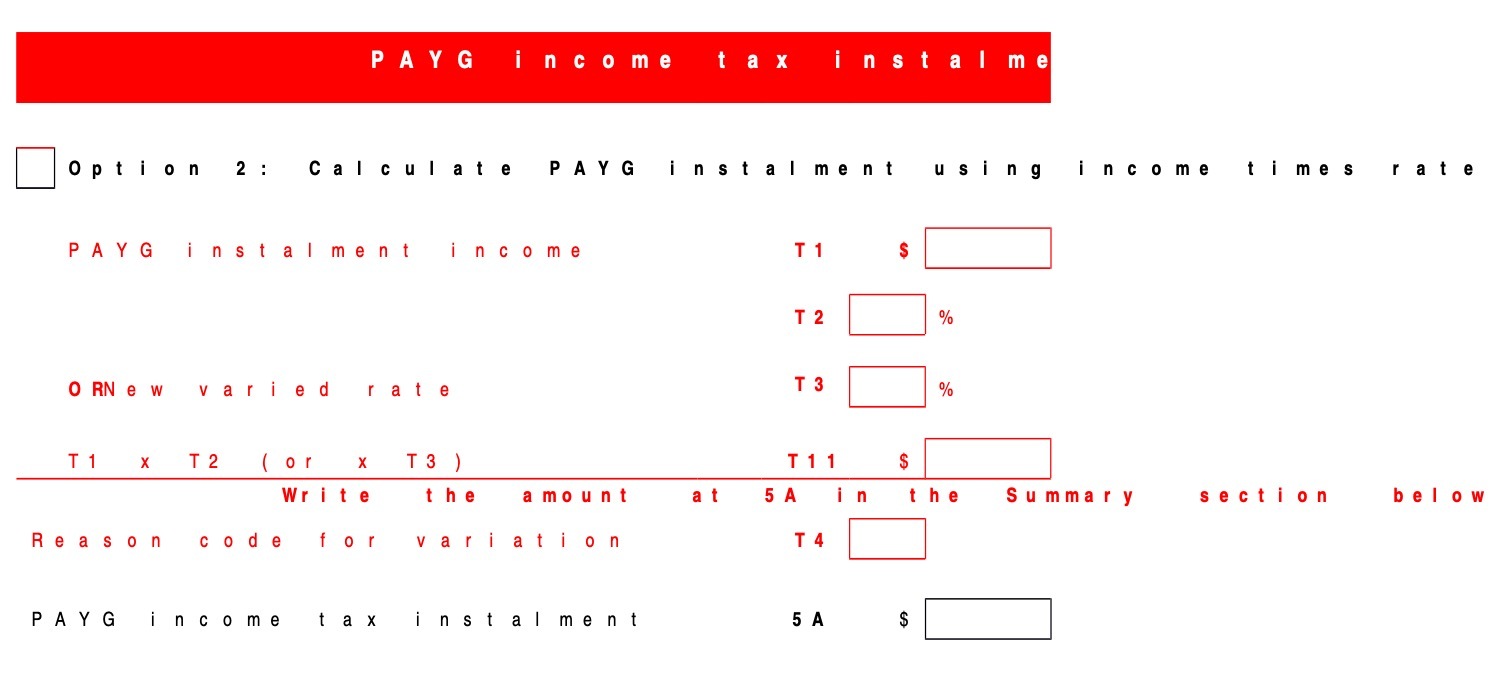 PAYG income tax ins tal me Option 2 : Calculate