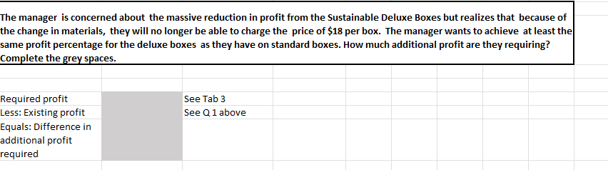 Data table references: Question 1 Profit