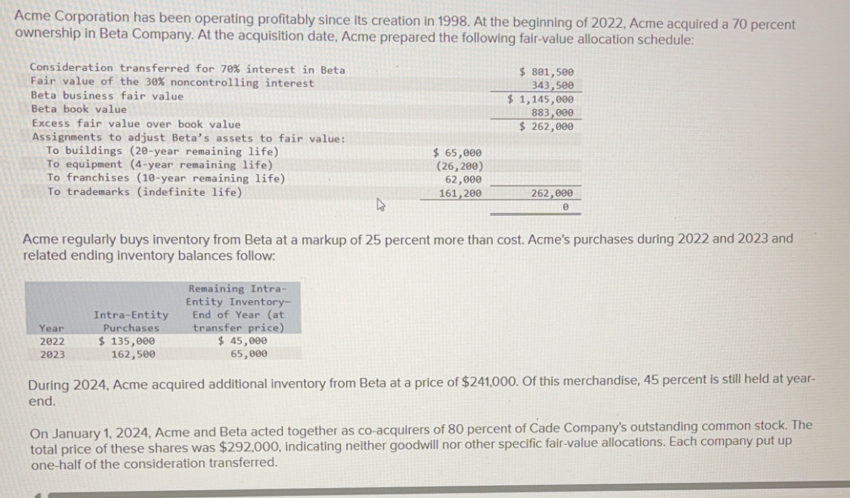 On January 1 , 2 0 2 4 , Acme and Beta acted