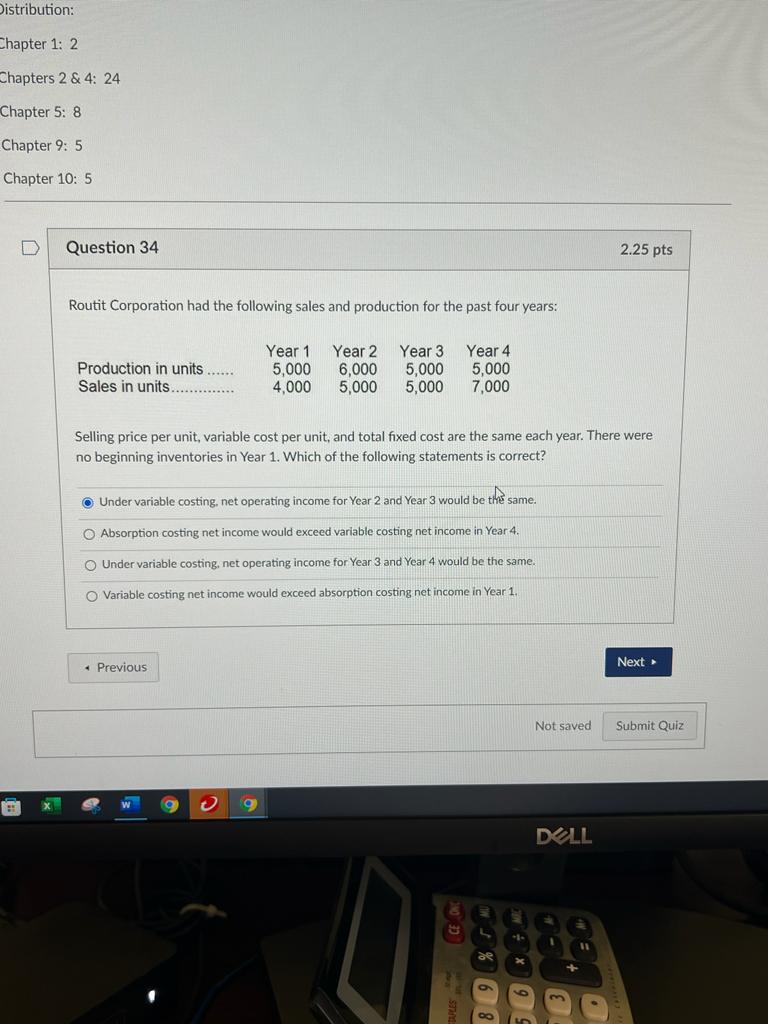 Distribution: Chapter 1: 2 Chapters 2 & 4: 24