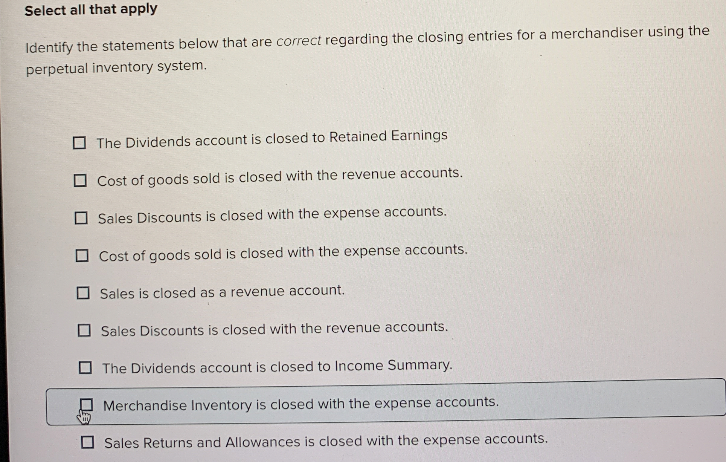 Multiple Select Question Select all that apply