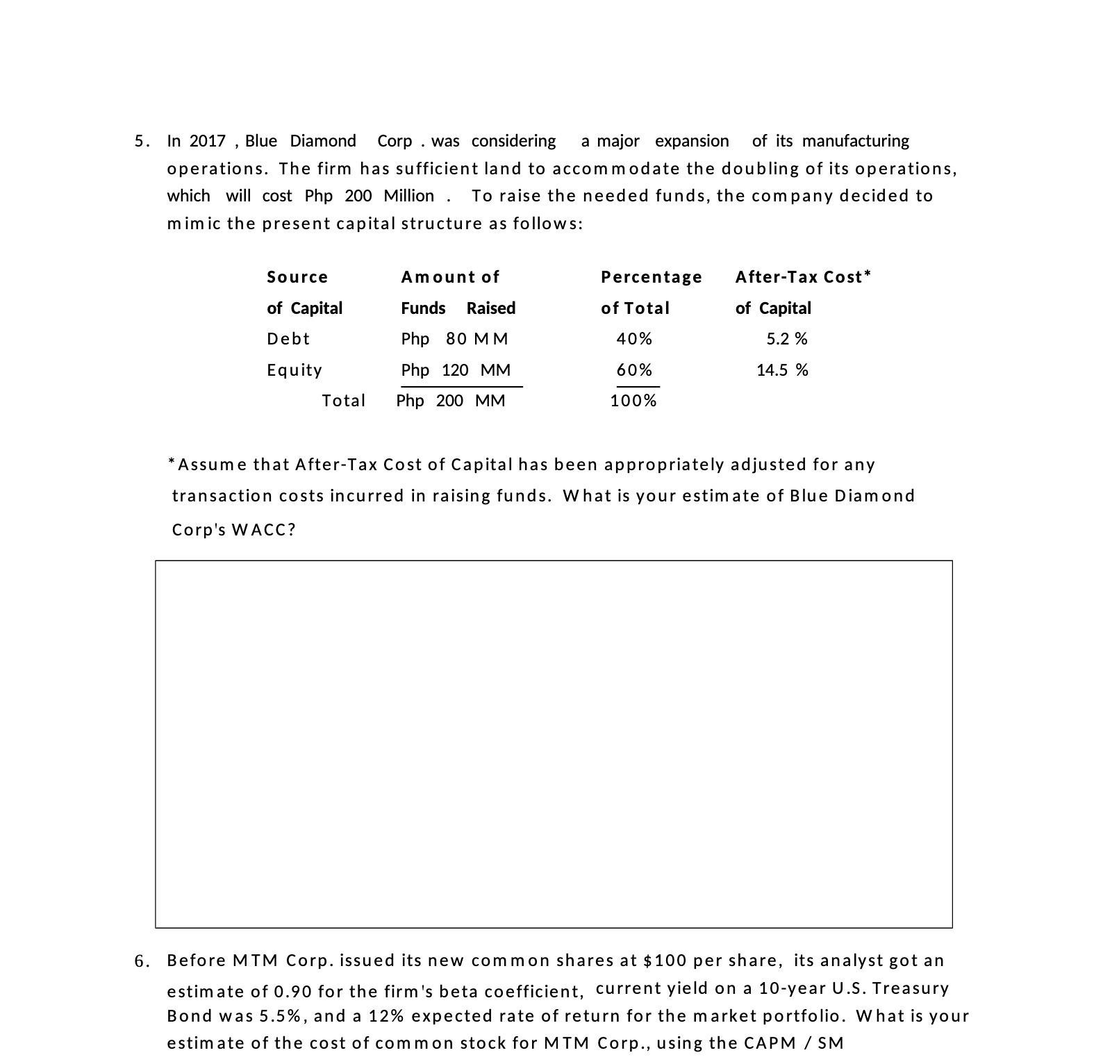 In 2017 , Blue Diamond Corp . was considering a