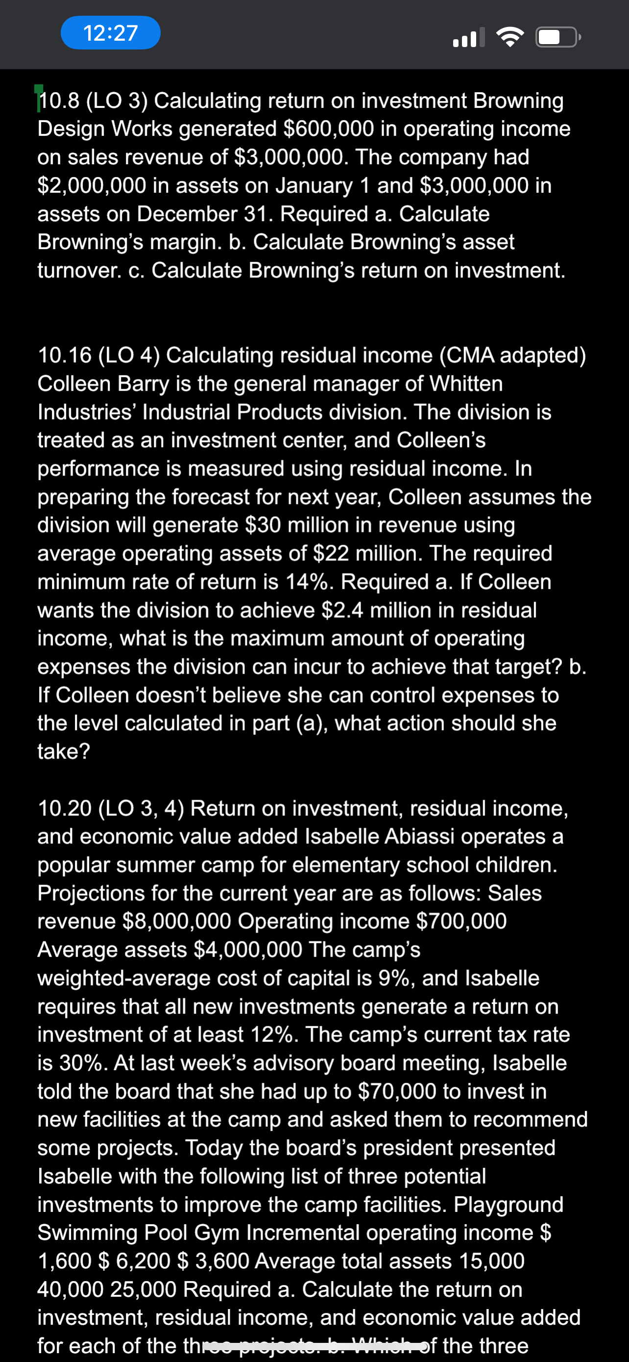 2 T IR 10.8 (LO 3) Calculating return on