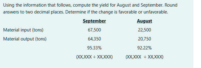 Using the information that follows, compute the