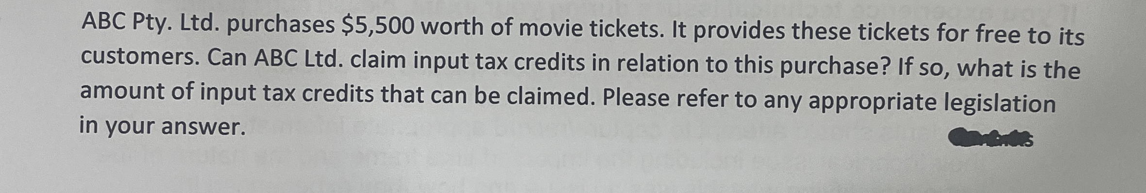 ABC Pty . Ltd . purchases $ 5 , 5 0 0 worth of