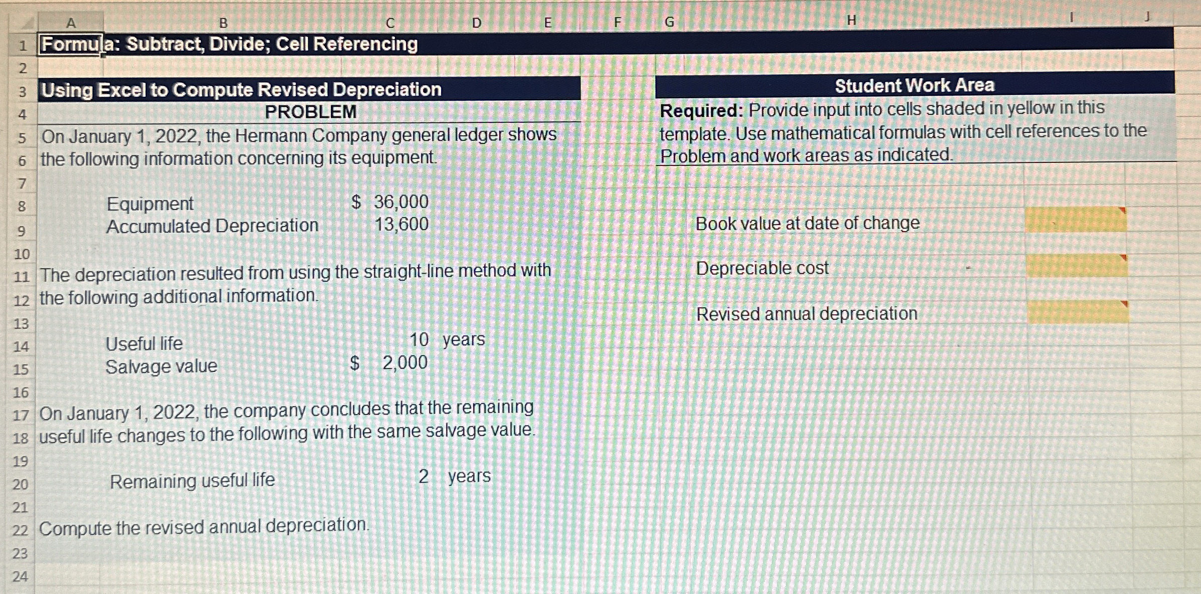 Formula: Subtract, Divide; Cell Referencing Using