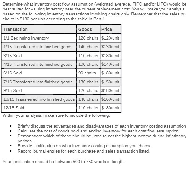 Determine what inventory cost flow assumption