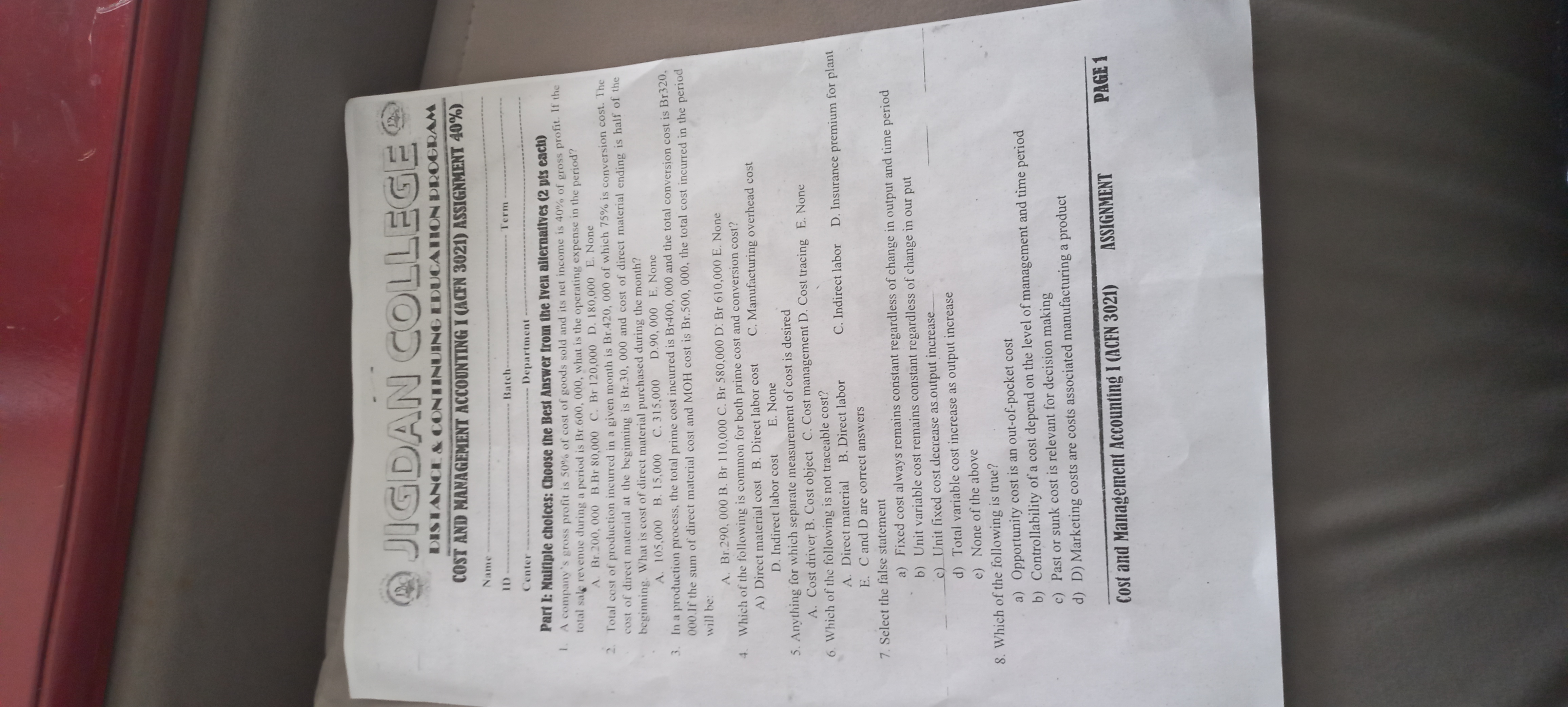 JIGDAN COLLEGE DISTANCE & CONTINUING EDUCATION