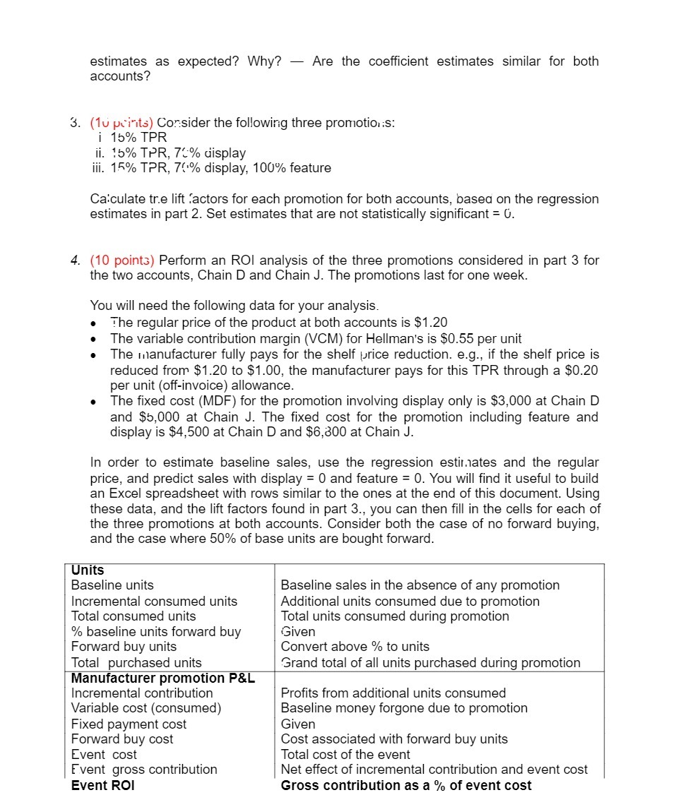 estimates as expected? Why? - Are the coefficient