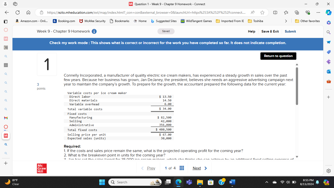 M Question 1 - Week 9 - Chapter 9 Homework -