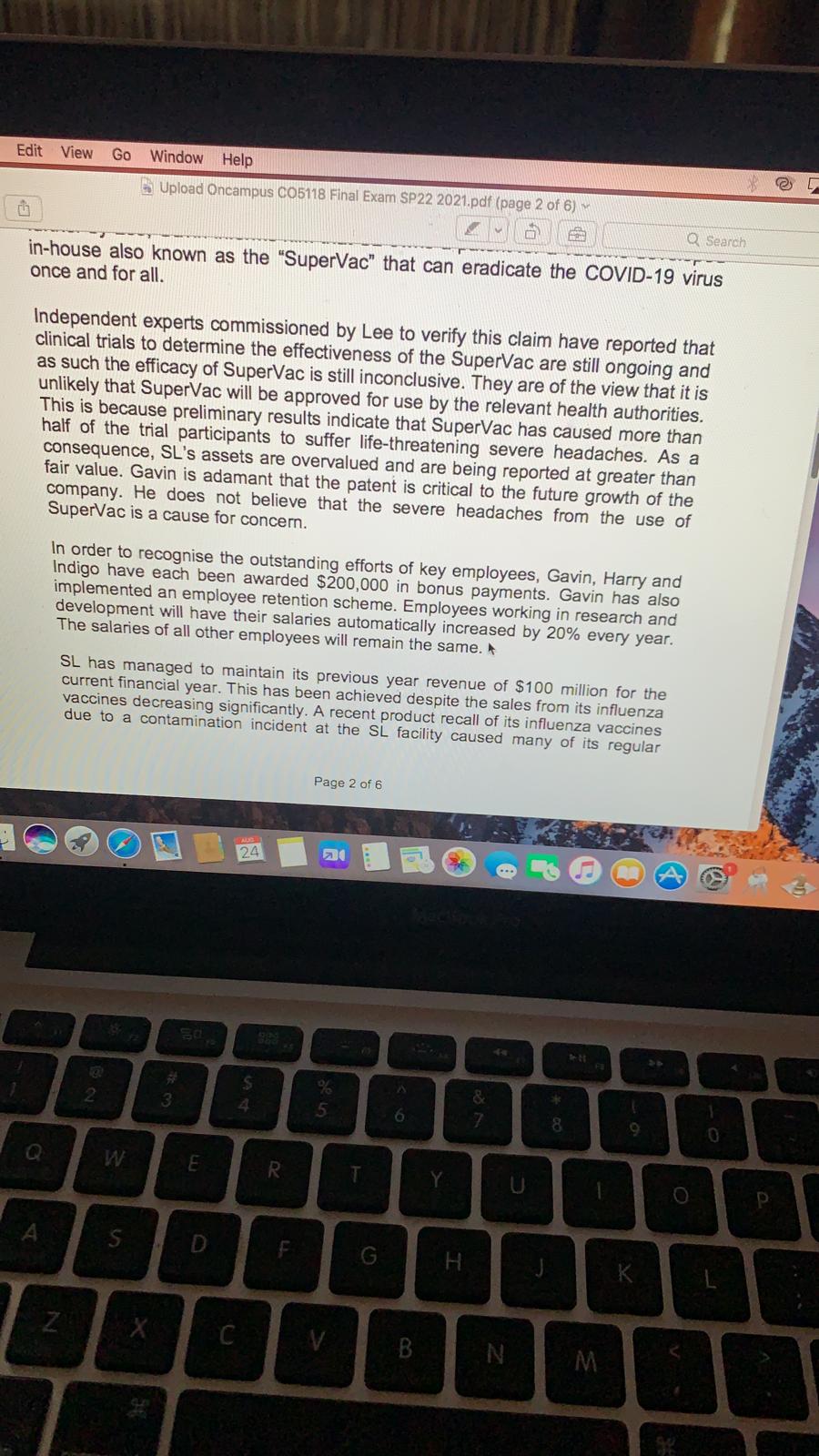 Edit View Go Window Help Upload Oncampus CO5118