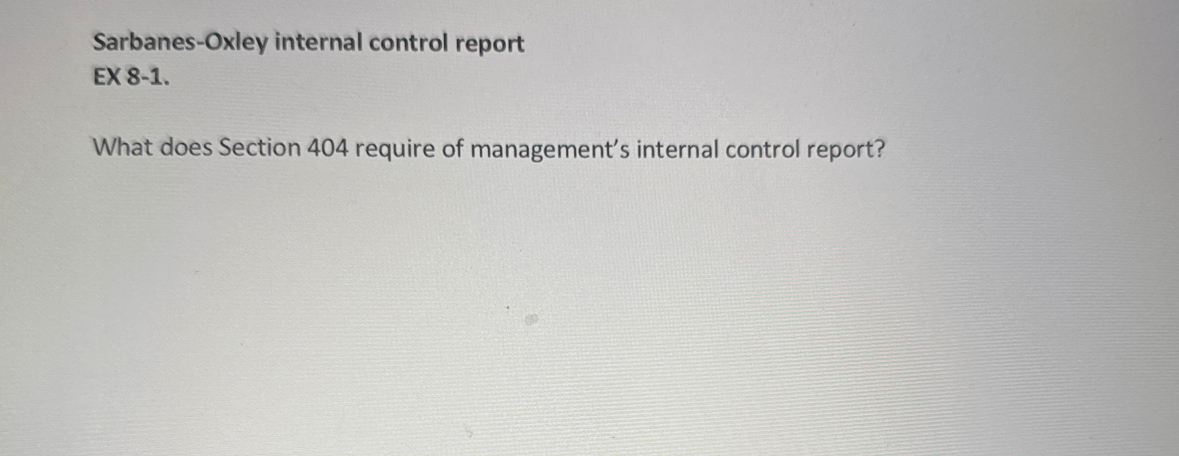 Sarbanes - Oxley internal control report EX 8 - 1