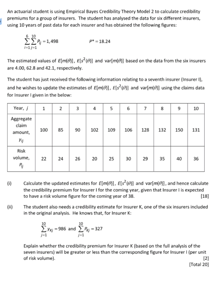 help me out please An actuarial student is using