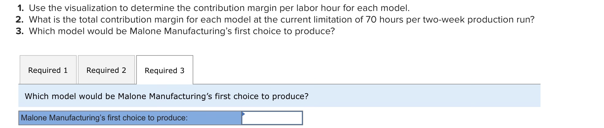 Contribution Margin by Labor HoursUse the