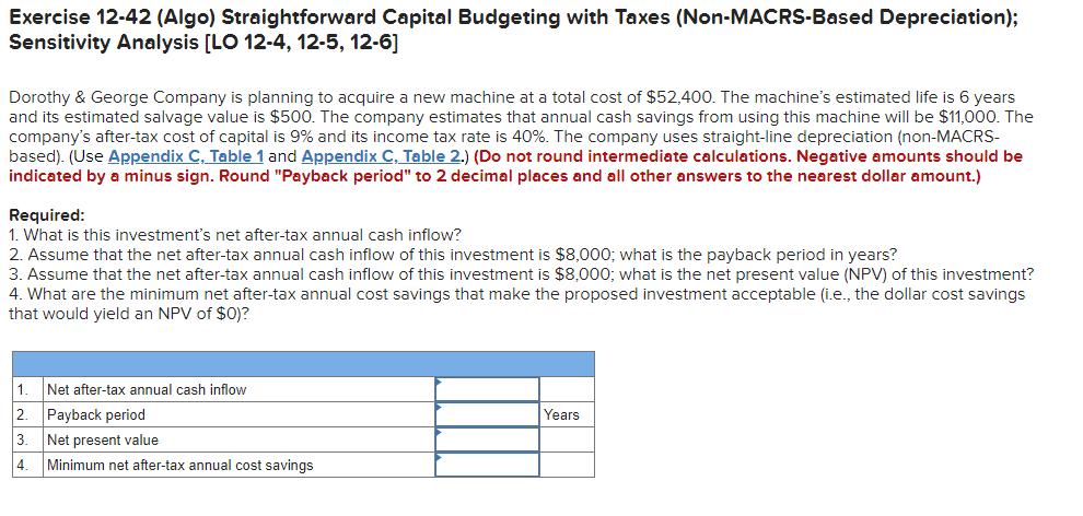 1. Exercise 12-42 (Algal Straightforward Capital