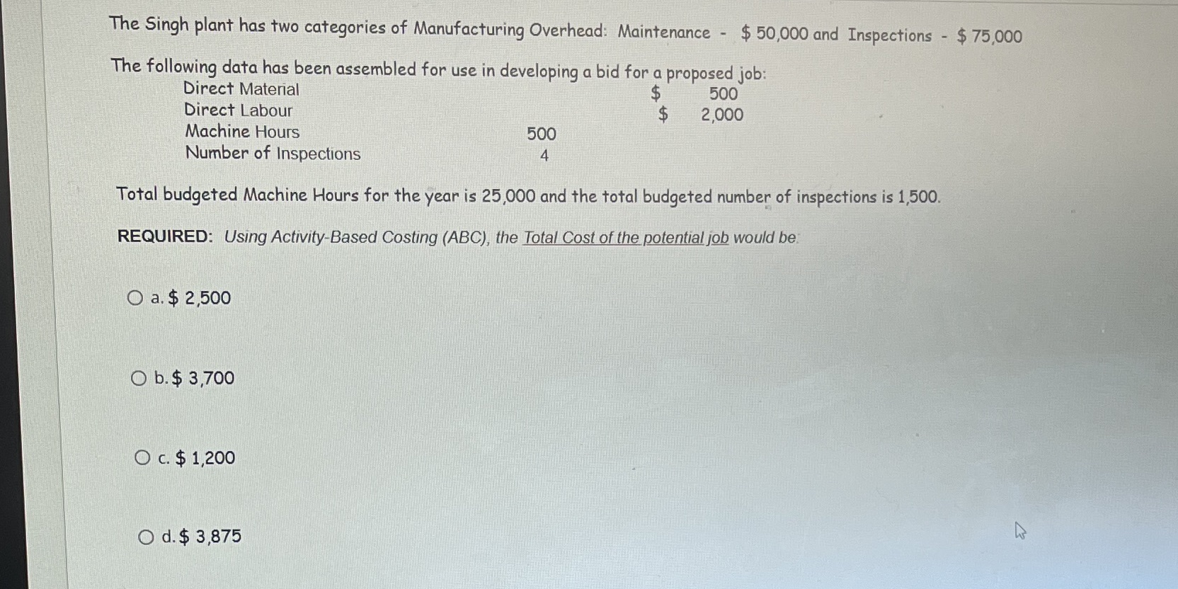 The Singh plant has two categories of