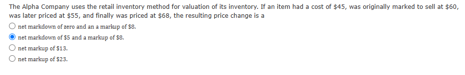 Question Content AreaThe Alpha Company uses the