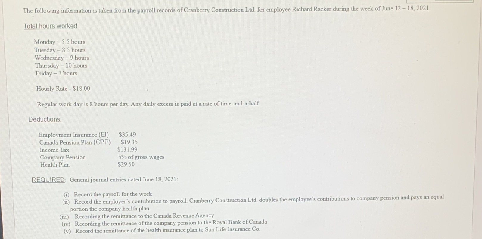 how do i record this information into a payroll