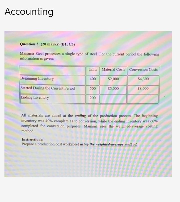 Please answer with full working Accounting