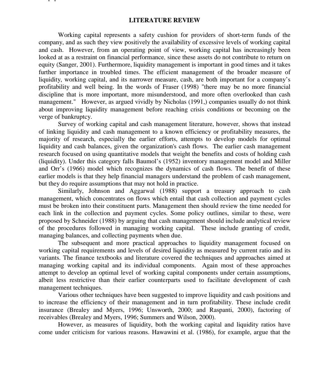 LIQUIDITY - PROFITABILITY TRADEOFF: AN EMPIRICAL