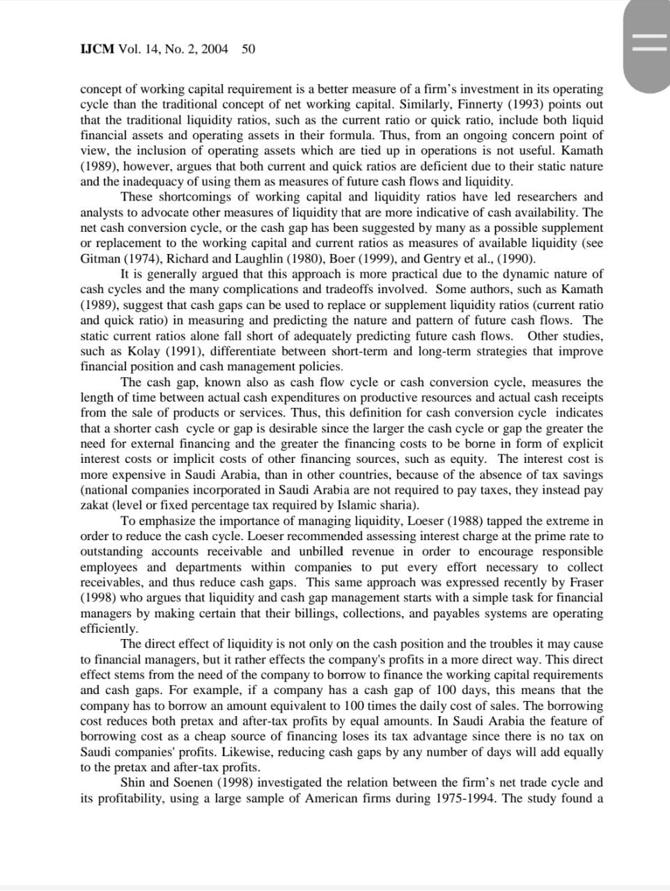 LIQUIDITY - PROFITABILITY TRADEOFF: AN EMPIRICAL