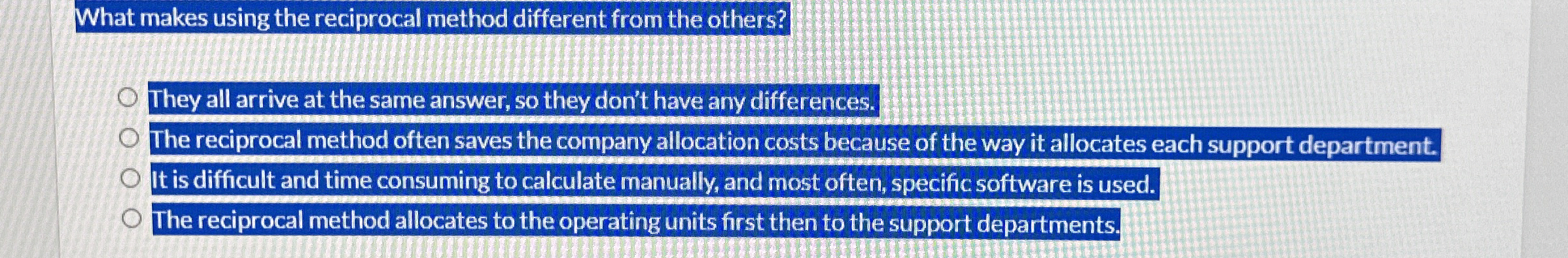 What makes using the reciprocal method different