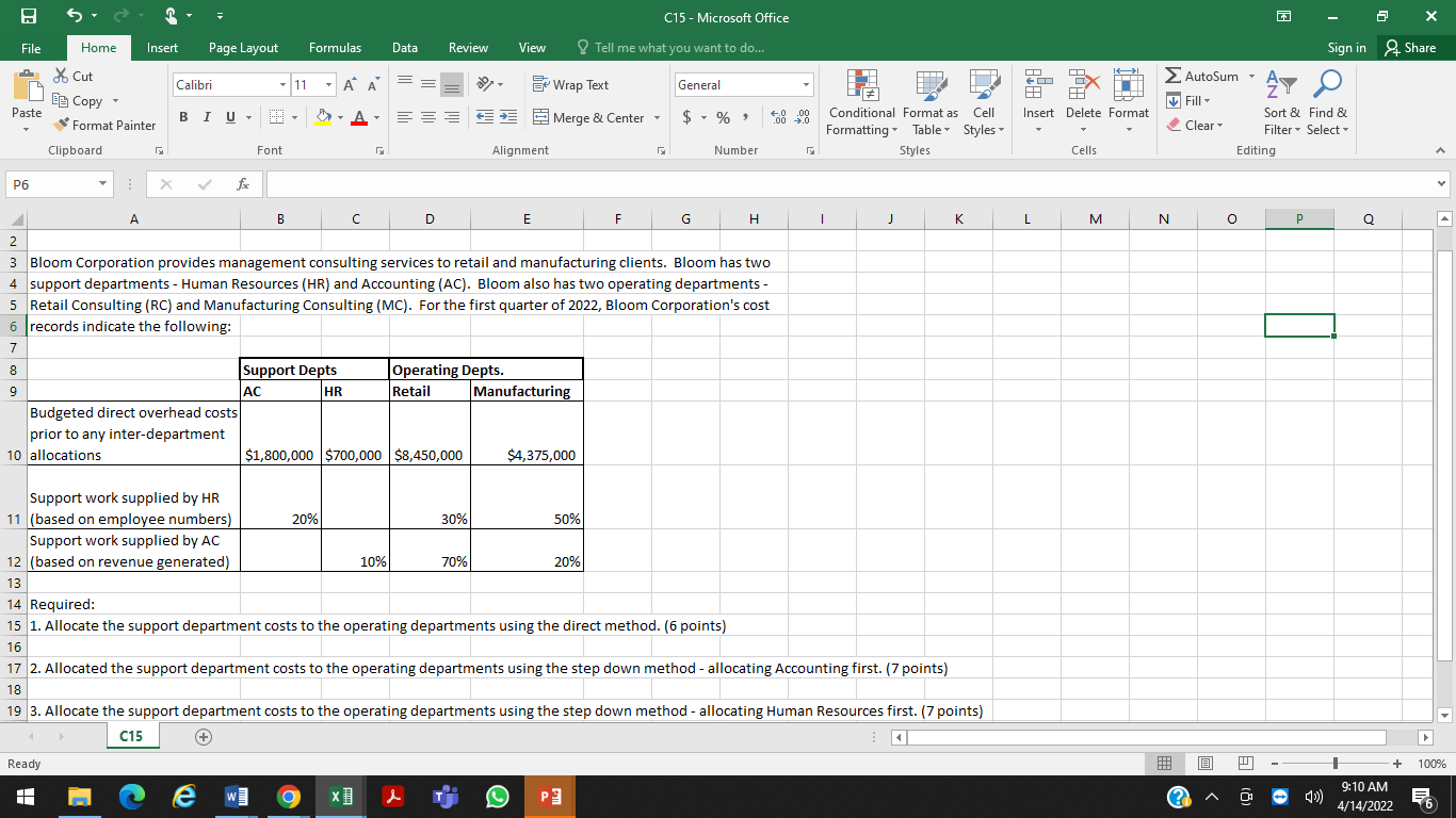 C15 - Microsoft Office X File Home Insert Page