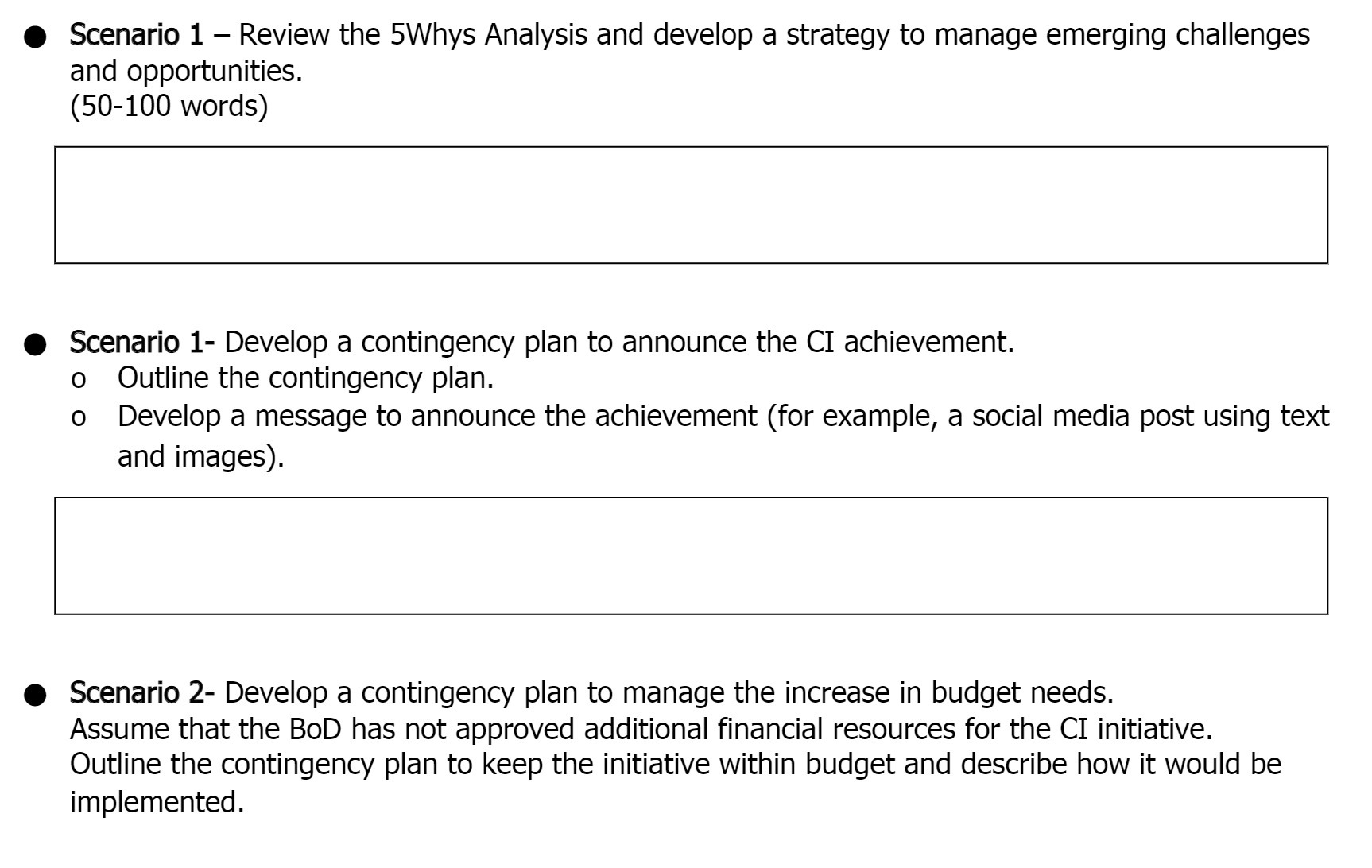 0 Scenario 1 Review the 5Whys Analysis and