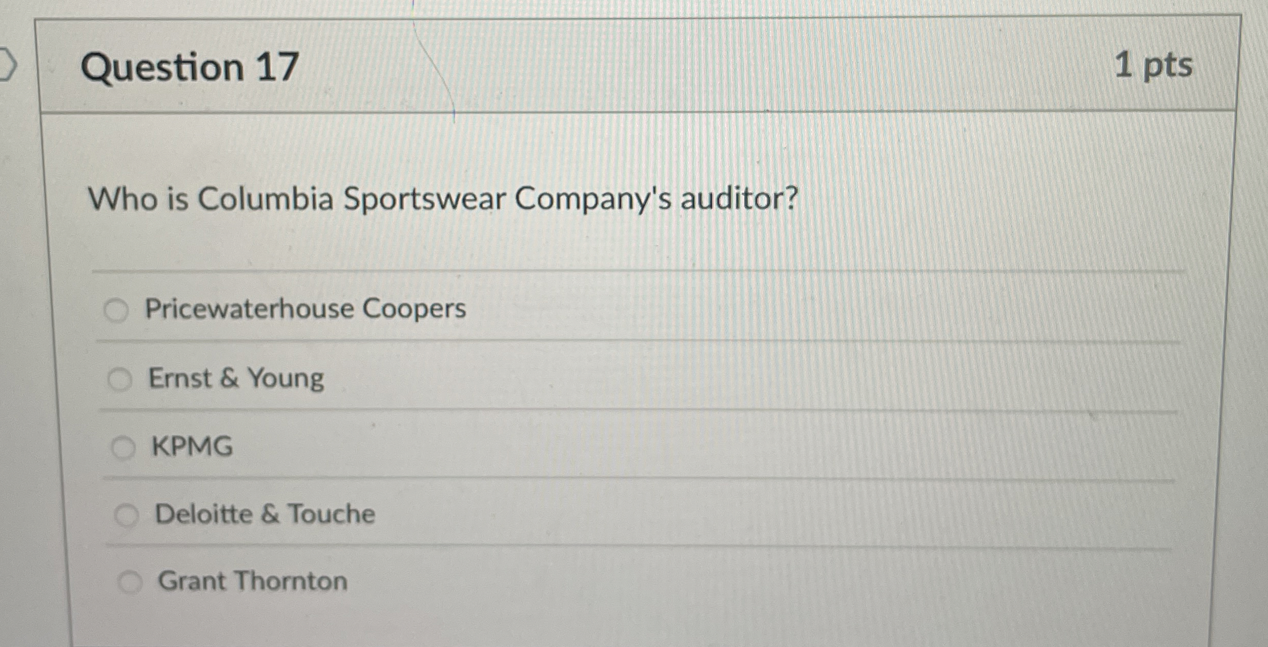 Question 1 7 1 pts Who is Columbia Sportswear