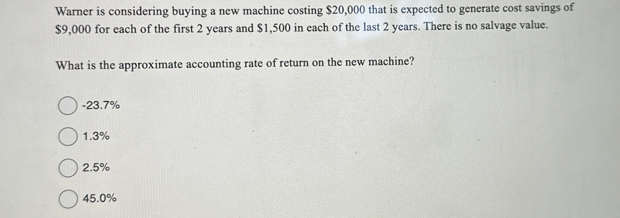 Warner is considering buying a new machine