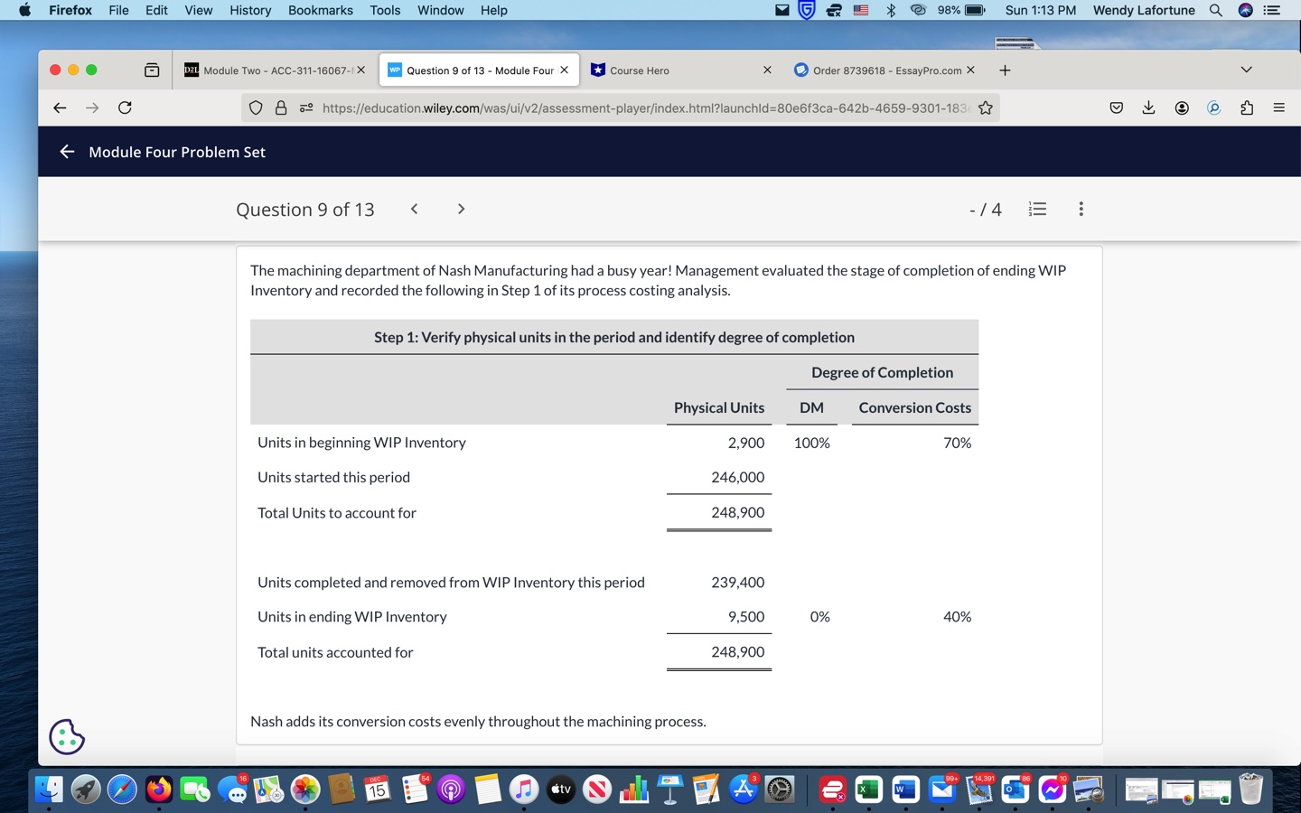 Module Four Problem Set Question 9 of 13 < > -4 =