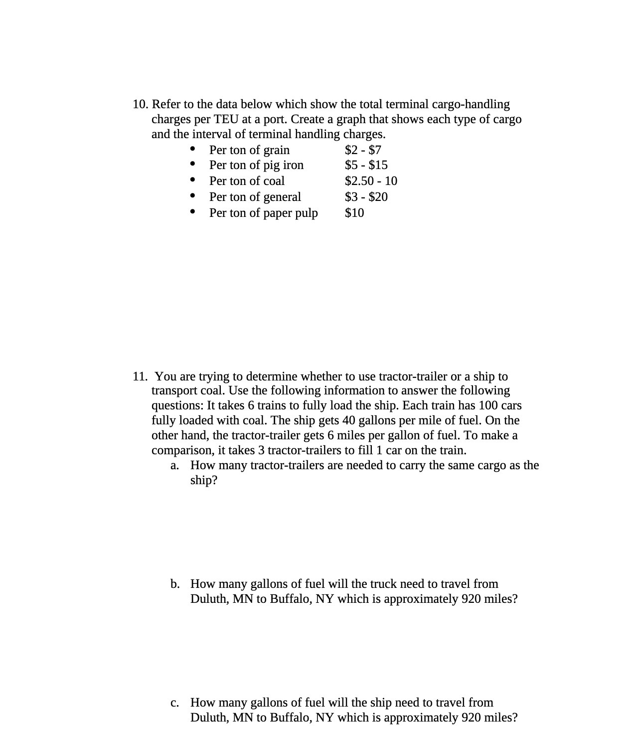 10. Refer to the data below which show the total