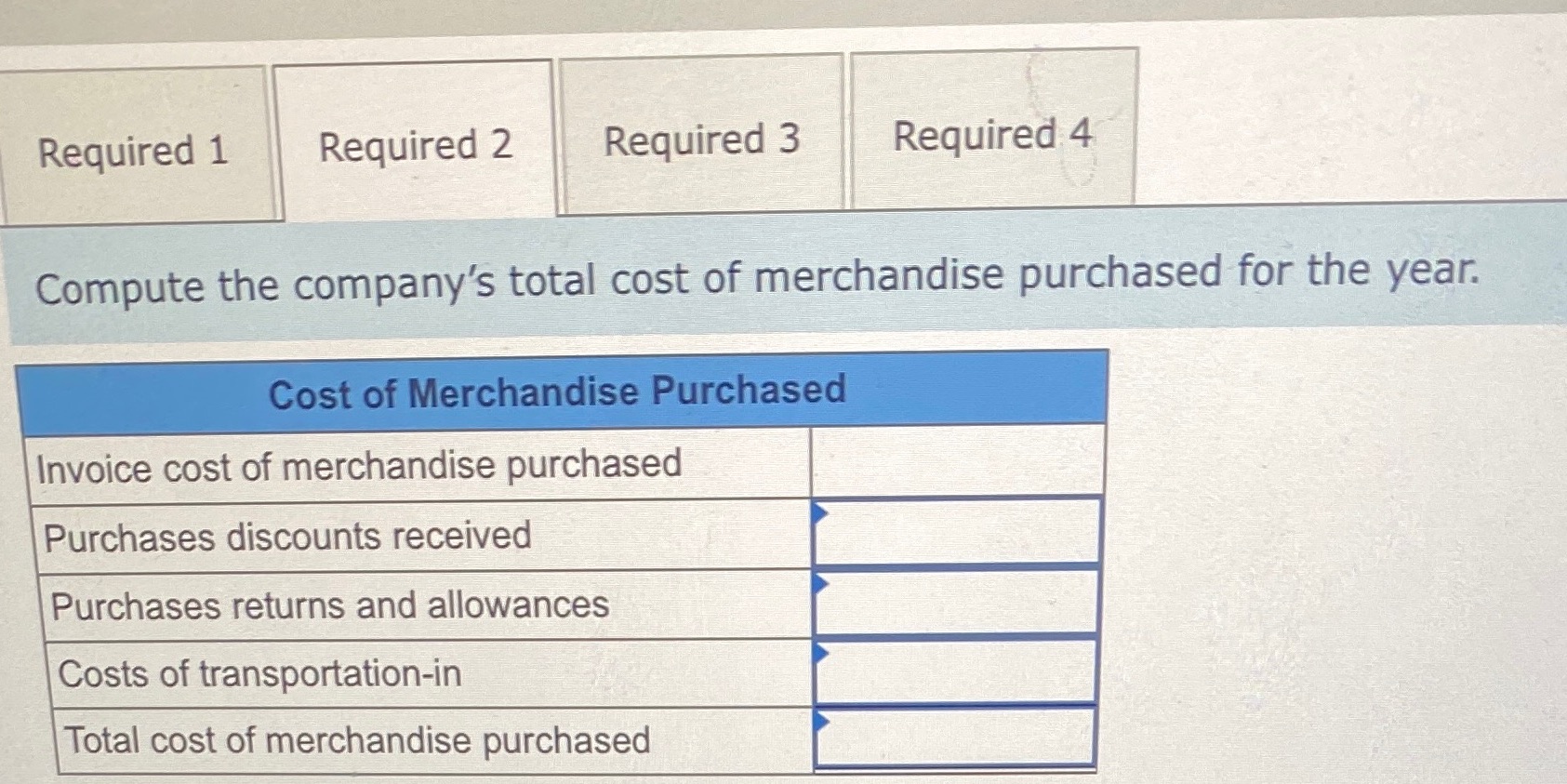 Required 1 Required 2 Required 3 Required 4