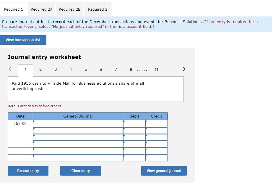 Required 1 Required 2A Required 2B Required 3