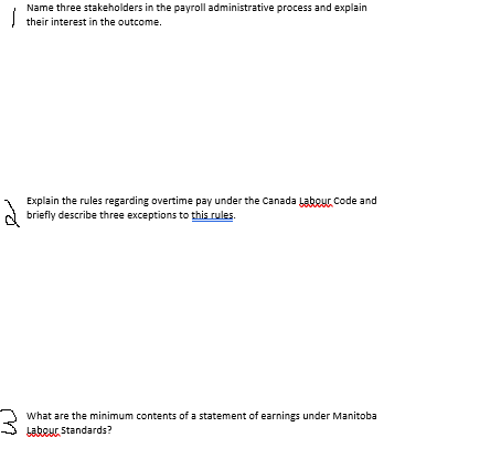 Name three stakeholders in the payroll