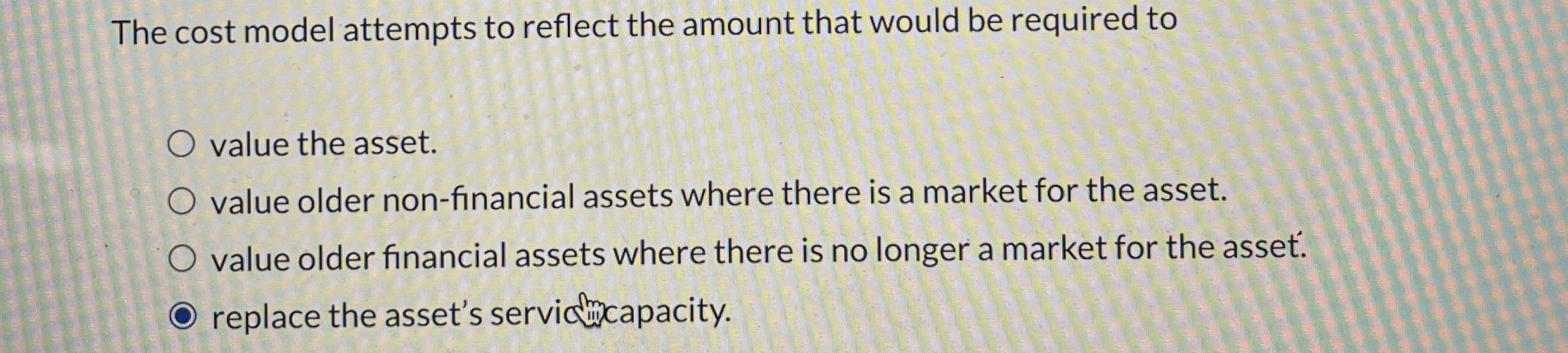 The cost model attempts to reflect the amount