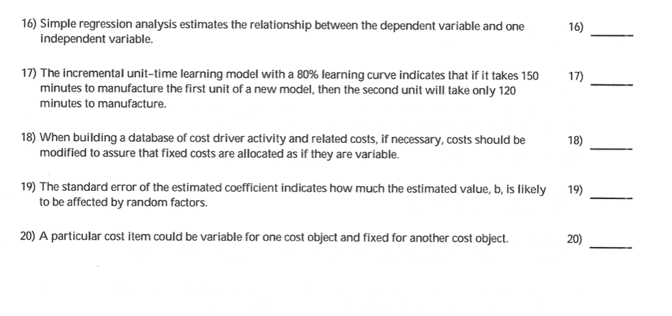 16} Simple regression analysis estimates the