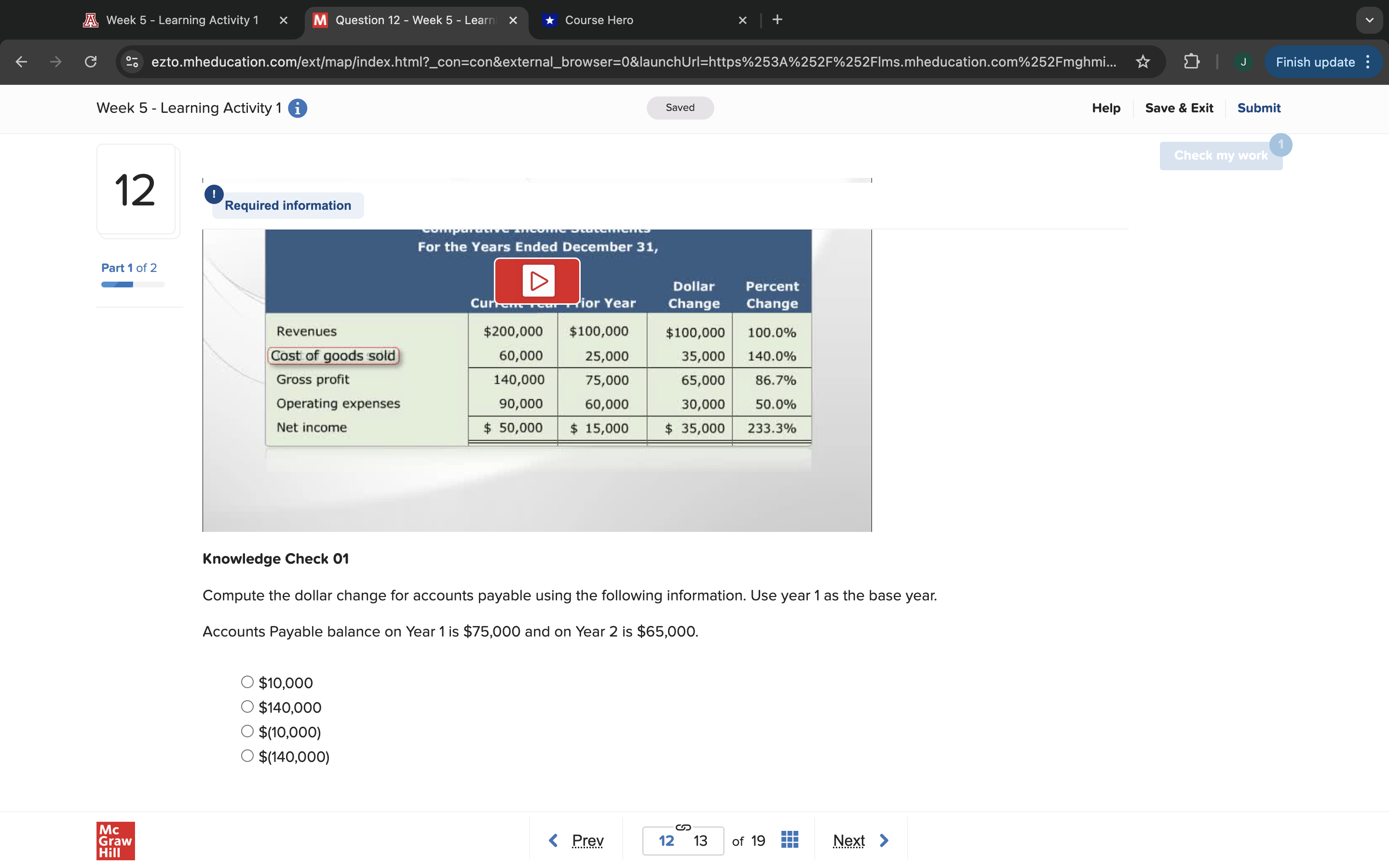 A Week 5 - Learning Activity 1 X M Question 12 -