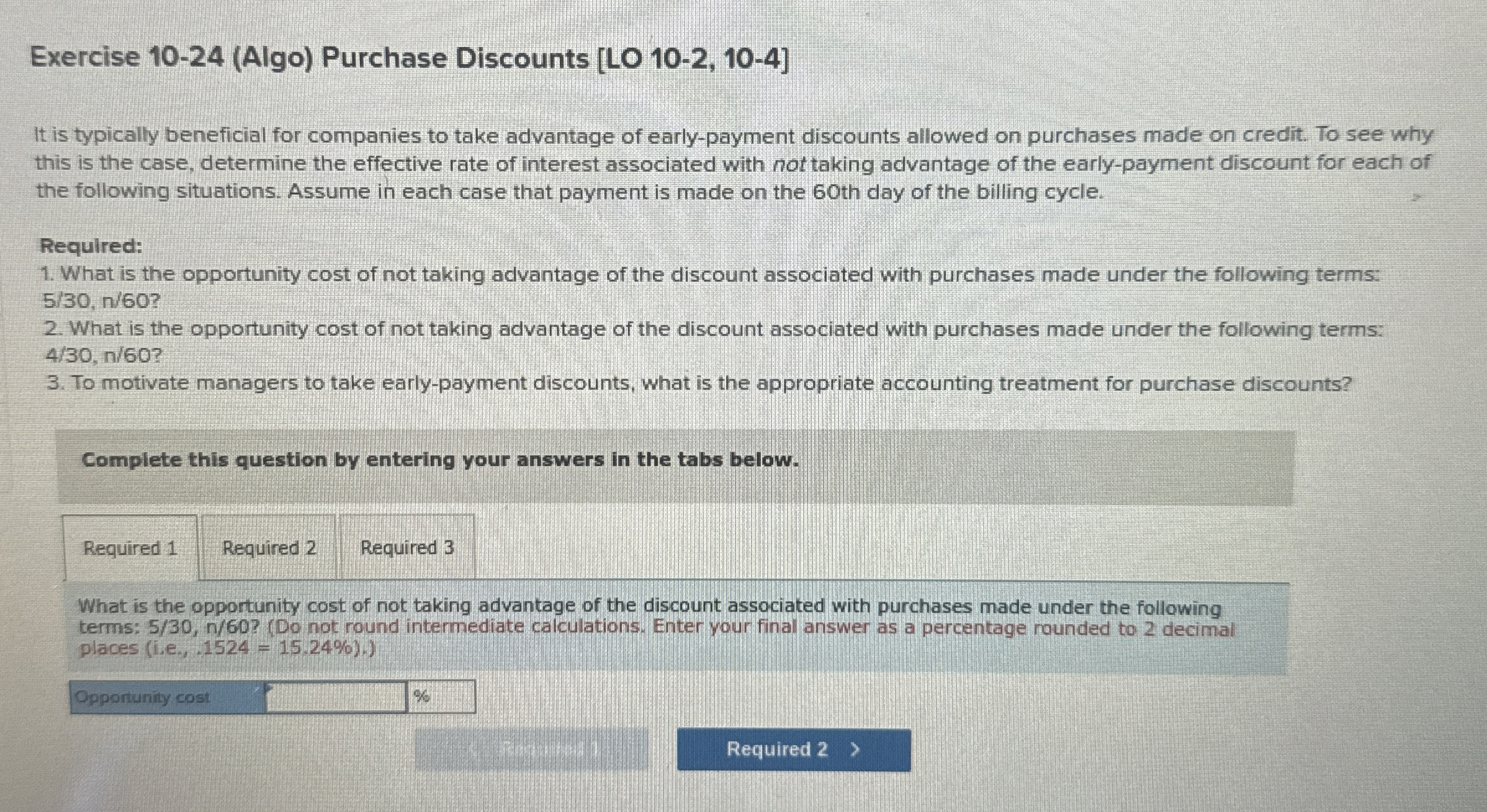 Exercise 1 0 - 2 4 ( Algo ) Purchase Discounts [