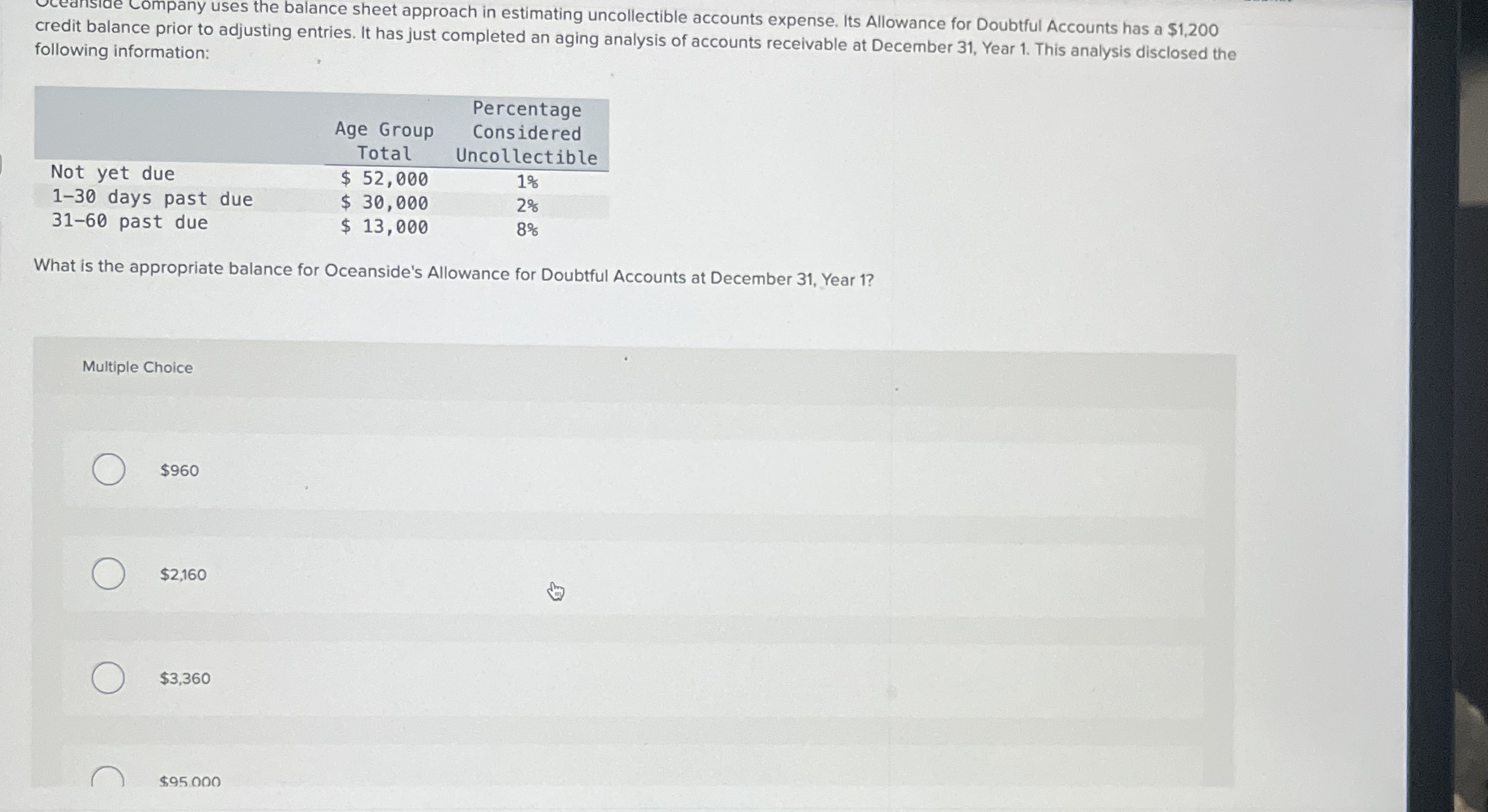 credit balance prior to adjusting entries. It has