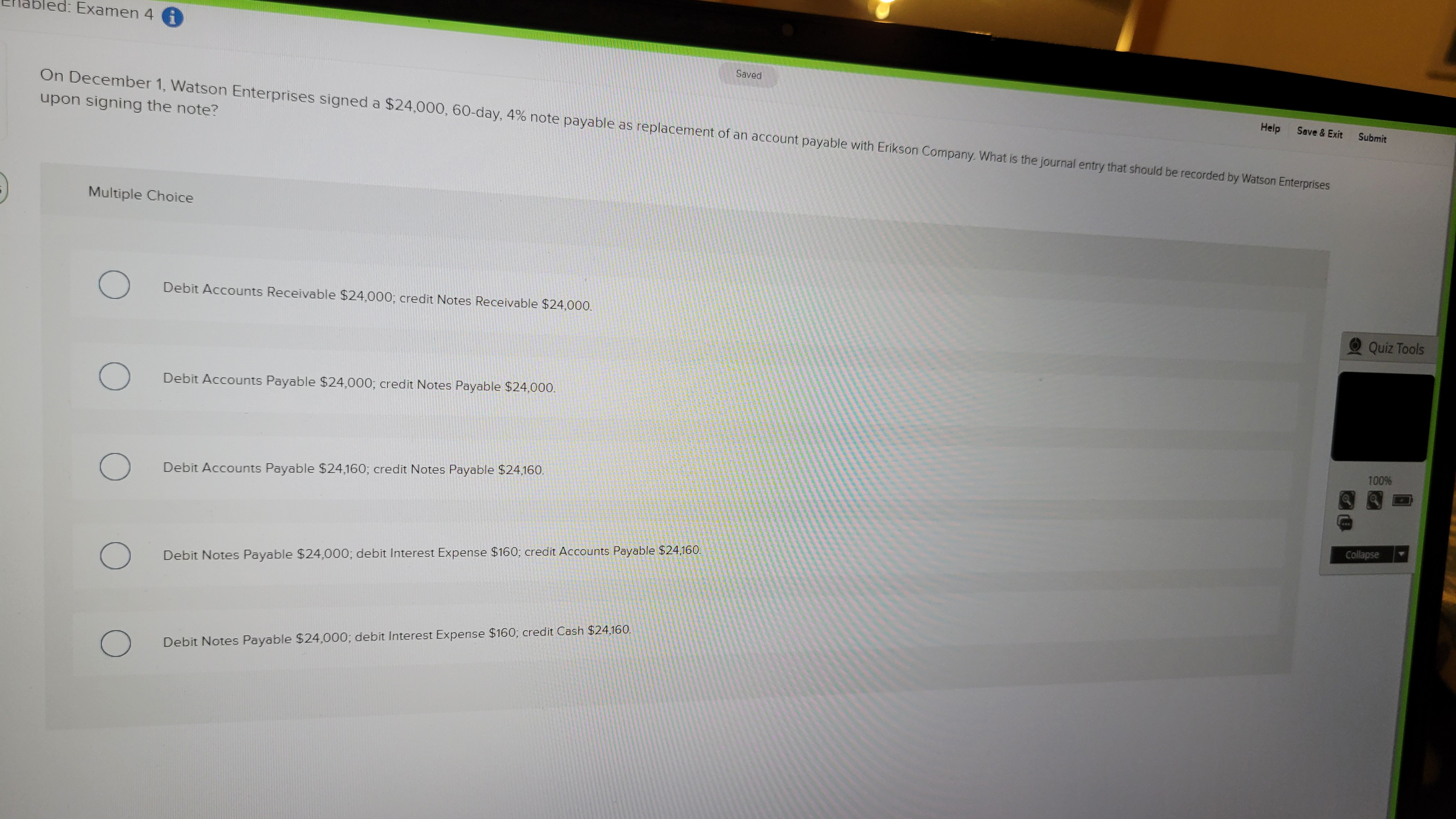 Saved Help Save & Exit An employee earns $5,650