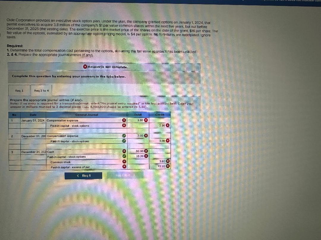 Olde Corporation provides an executive stock