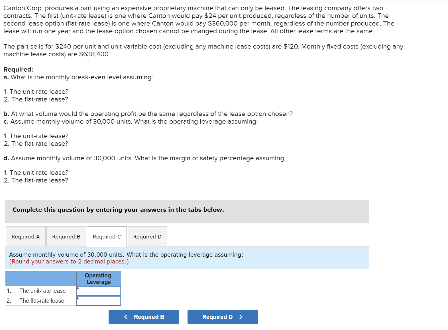 Canton Corp. produces a part using an expensive