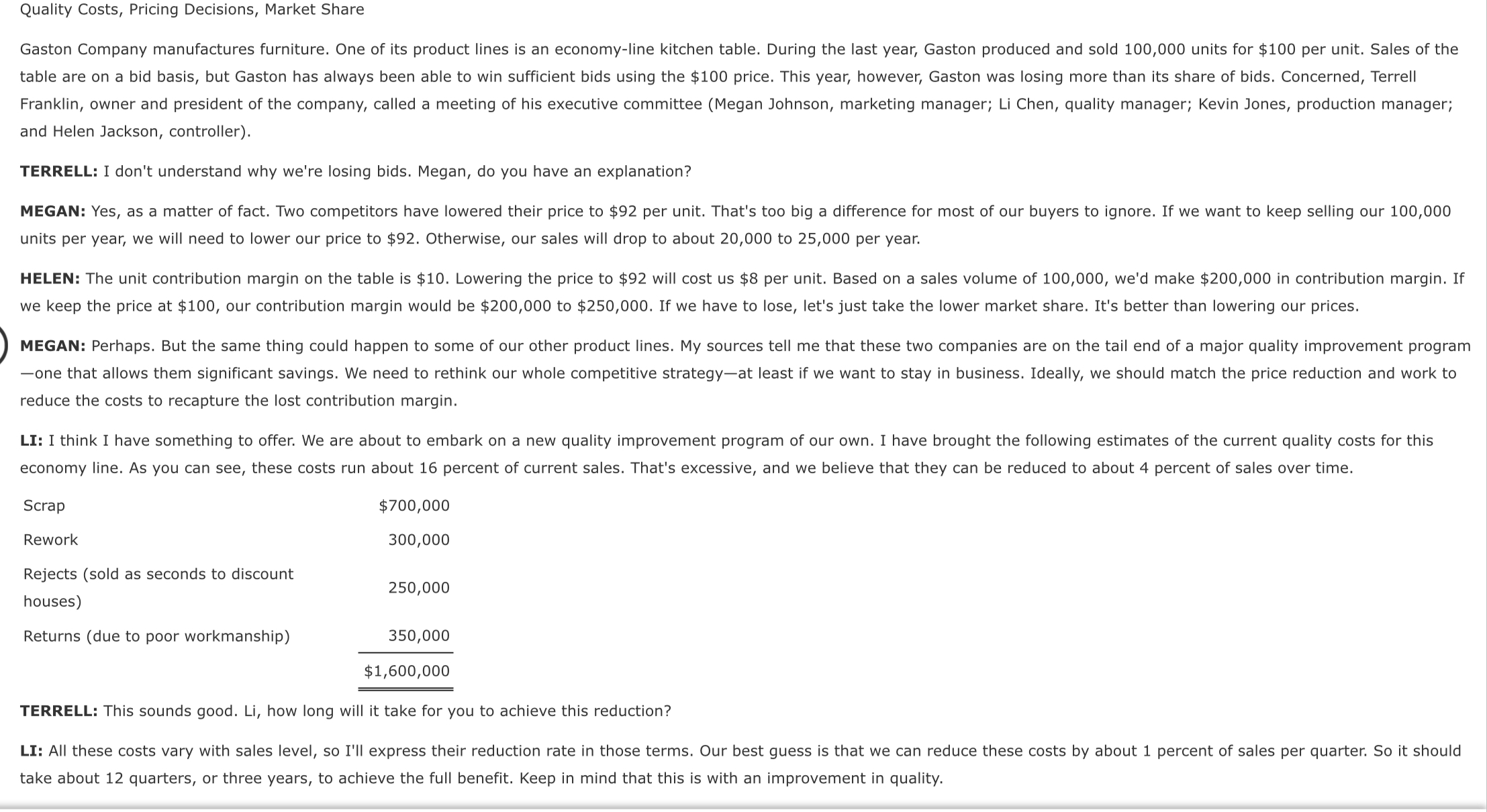 Hello please help me answer this question Quality