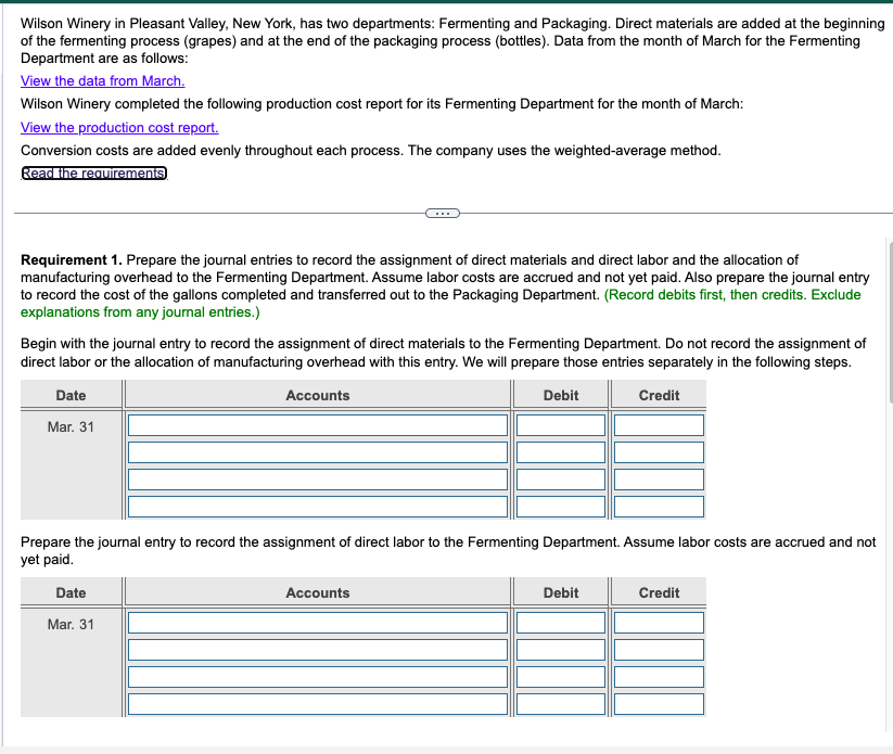 Data from March GALLONS Beginning Work-in-Process