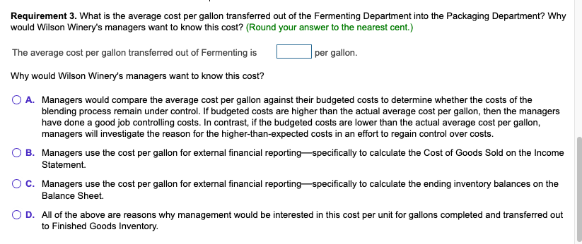 Data from March GALLONS Beginning Work-in-Process