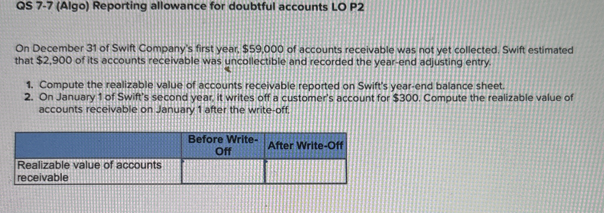 QS 7 - 7 ( Algo ) Reporting allowance for