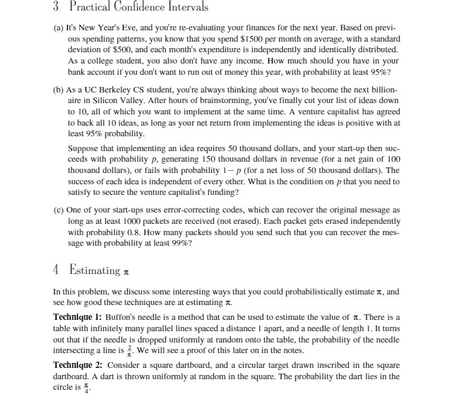 3 Practical Confidence Intervals (a) It's